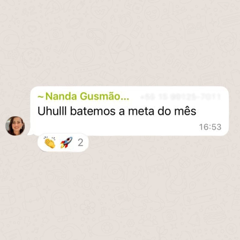 Print de WhatsApp: lojista comemorando o resultado